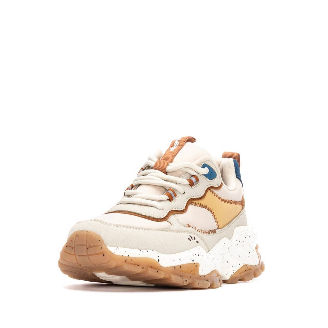 Trendiger Plateau-Sneaker in Beige mit bunten Akzenten